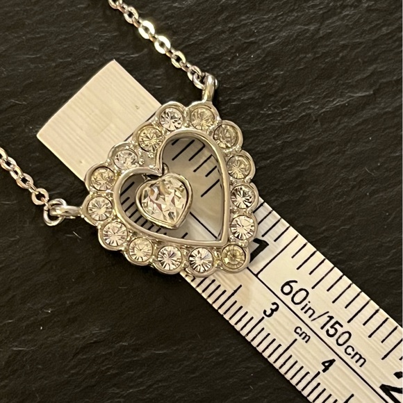 Vintage Kirks Folly Beloved Heart Pendant Silver Tone Necklace - Picture 5 of 13